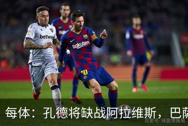 每体：孔德将缺战阿拉维斯，巴萨一线队现在只剩下4个天然后卫
